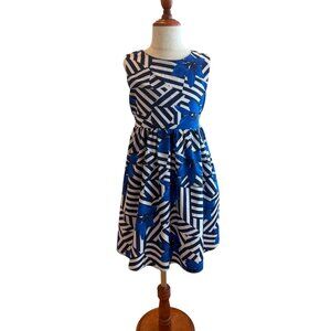 Bonny Billy Girls Blue White Floral Dress Size 7-8 Sleeveless Dress